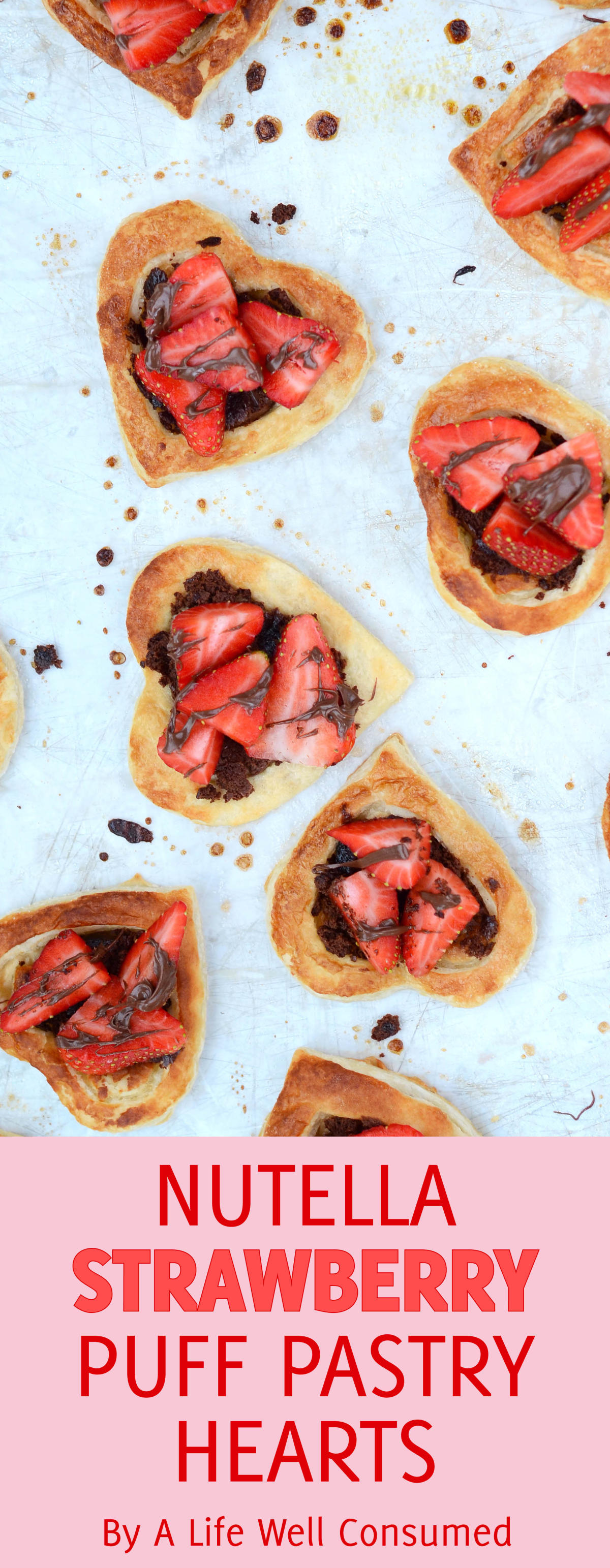 Nutella Strawberry Puff Pastry Hearts