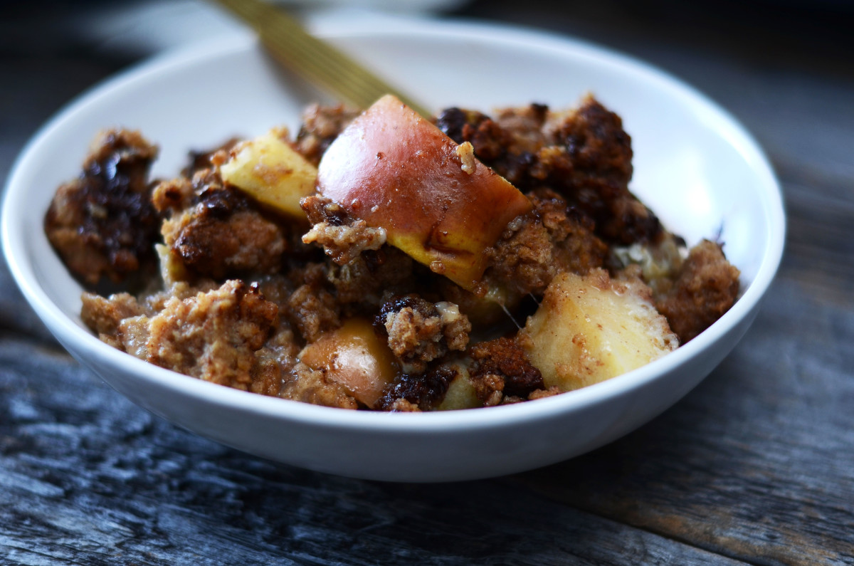 Apple Chocolate Chip Rum Bread Pudding