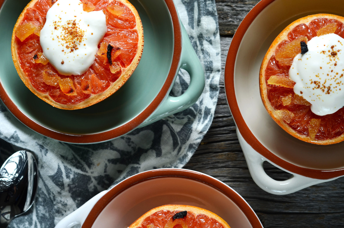 Broiled Grapefruit with Maple Cream and Ginger