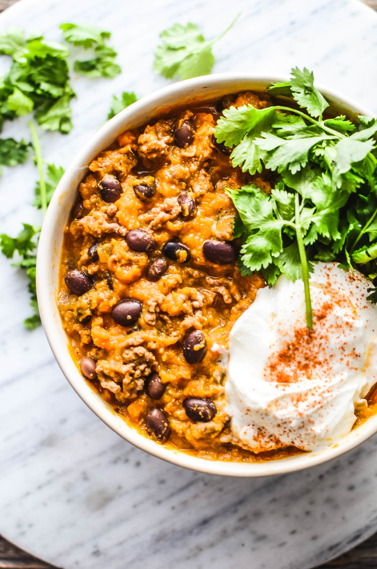 My spicy, hearty sweet potato turkey chili will keep you warm all fall and winter. Whip up this warming chili dish for dinner tonight.