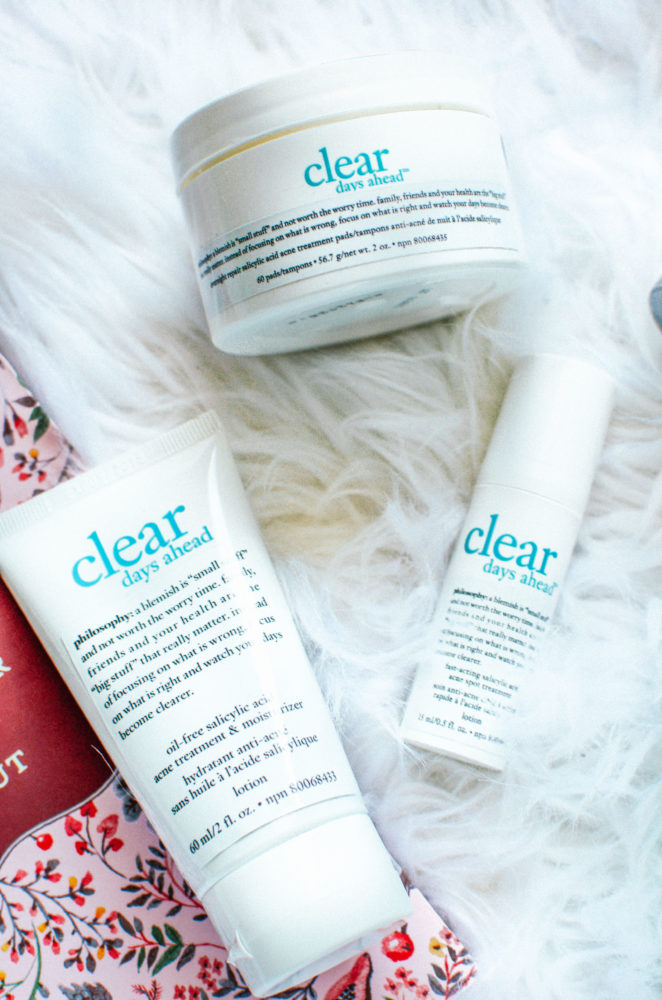 Suffering from adult acne? Check out my thoughts on the Philosophy Clear Days Ahead collection and what products made the cut.