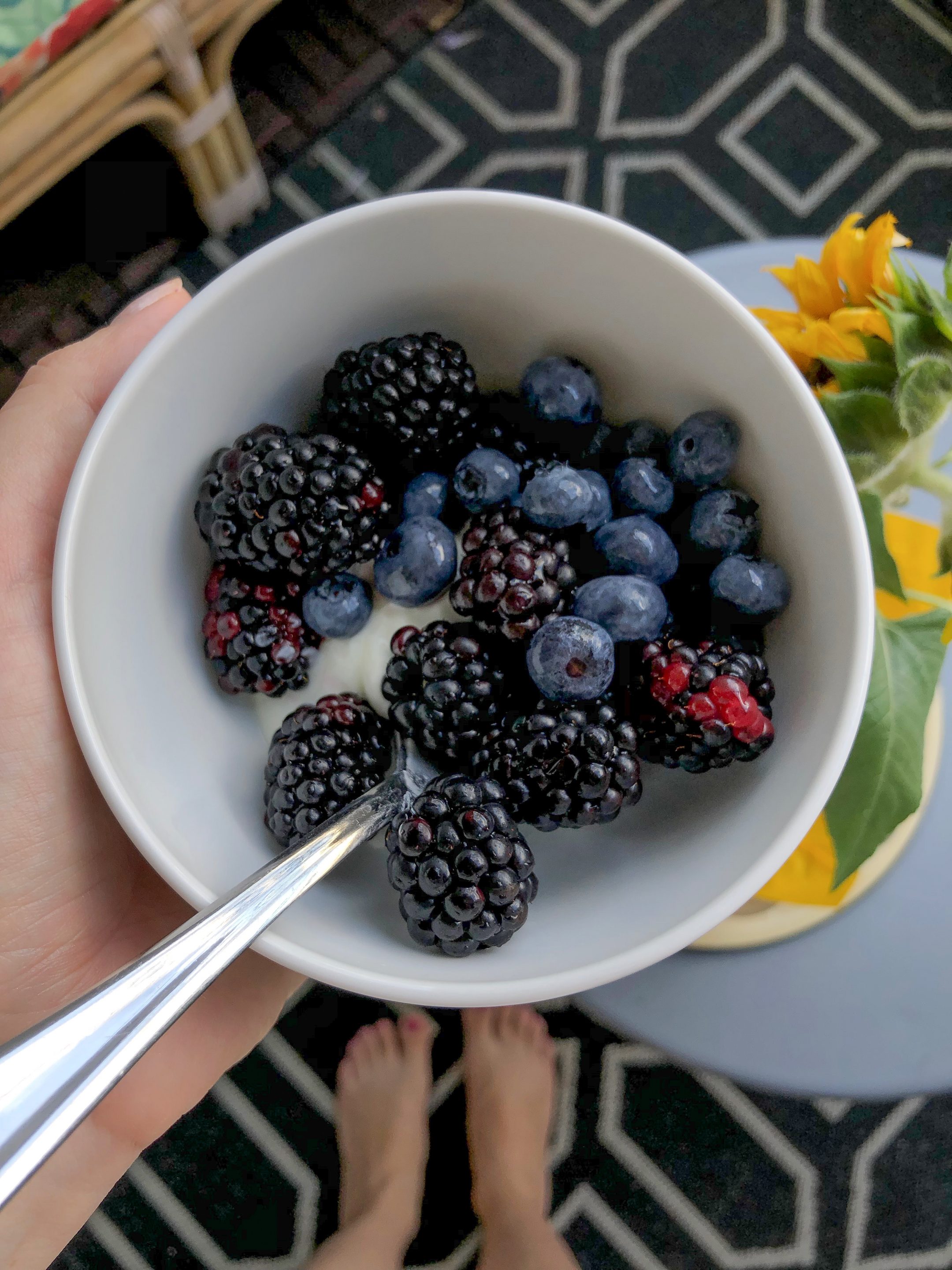 Summer berries in yogurt bowl